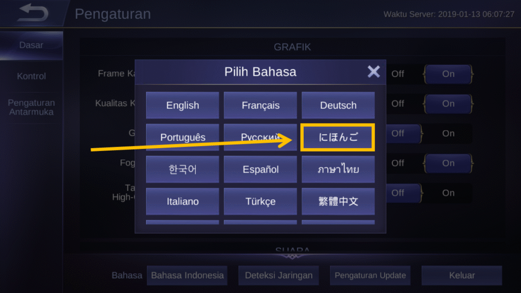 Ganti Bahasa Hero mobile legends