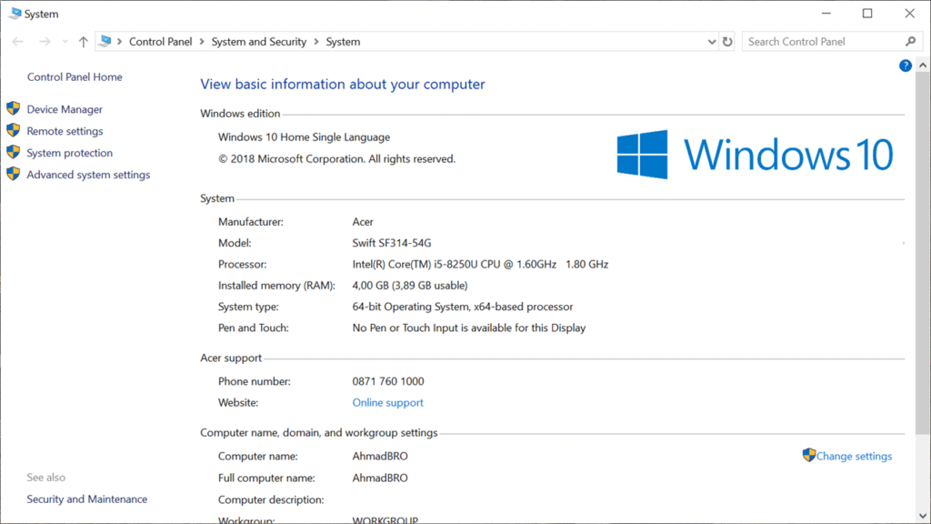 windows properties