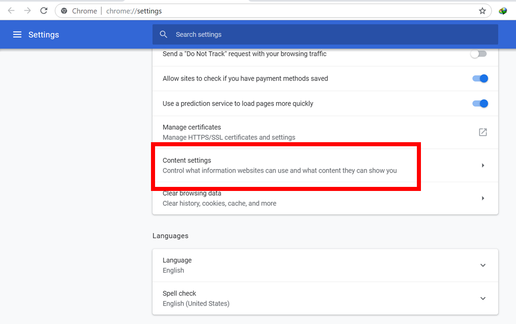 Pengaturan Chrome