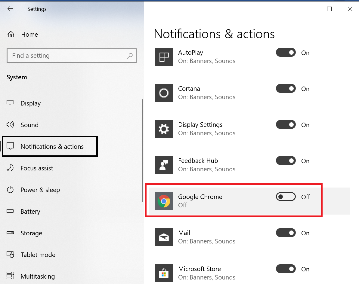 Pengaturan notifikasi windows 10