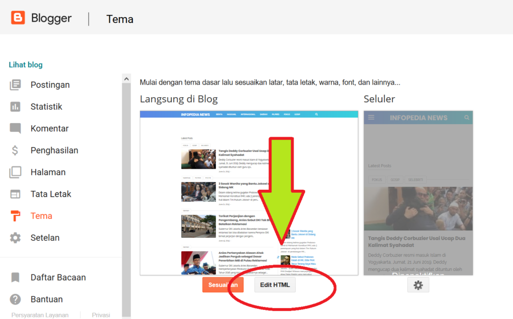 Edit HTMl Blogger