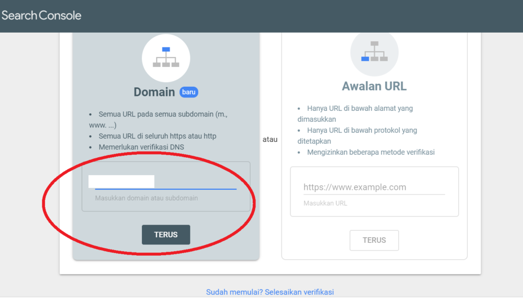 Verifikasi Domain di Webmasters