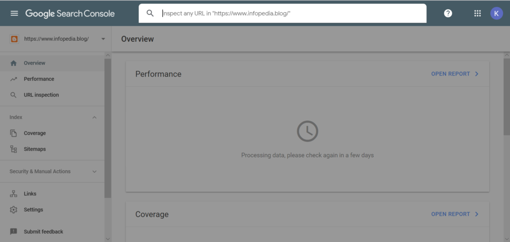 Inpeksi URL Webmasters
