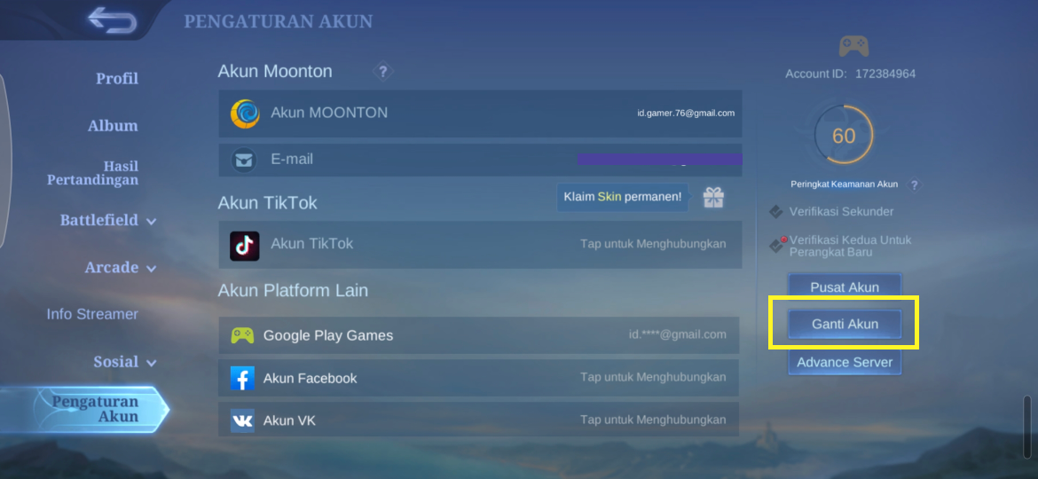 Cara Membuat 2 Akun Mobile Legends dalam 1 HP