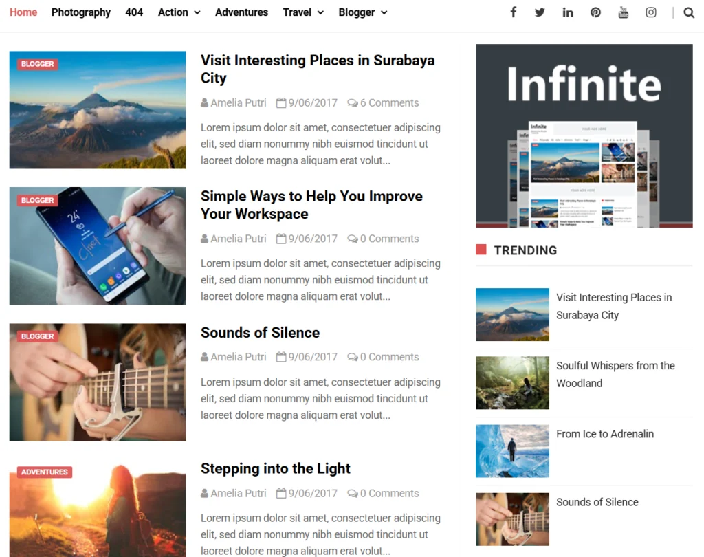 Infinite Blogger Template